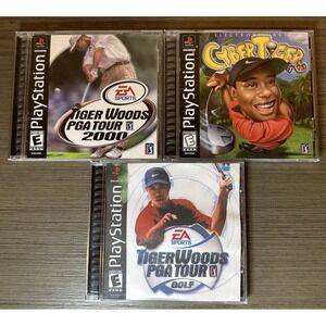 Tiger Woods PS1 Games Lot - PGA Tour Golf, PGA Tour 2000 CIB, Cyber Tiger CIB